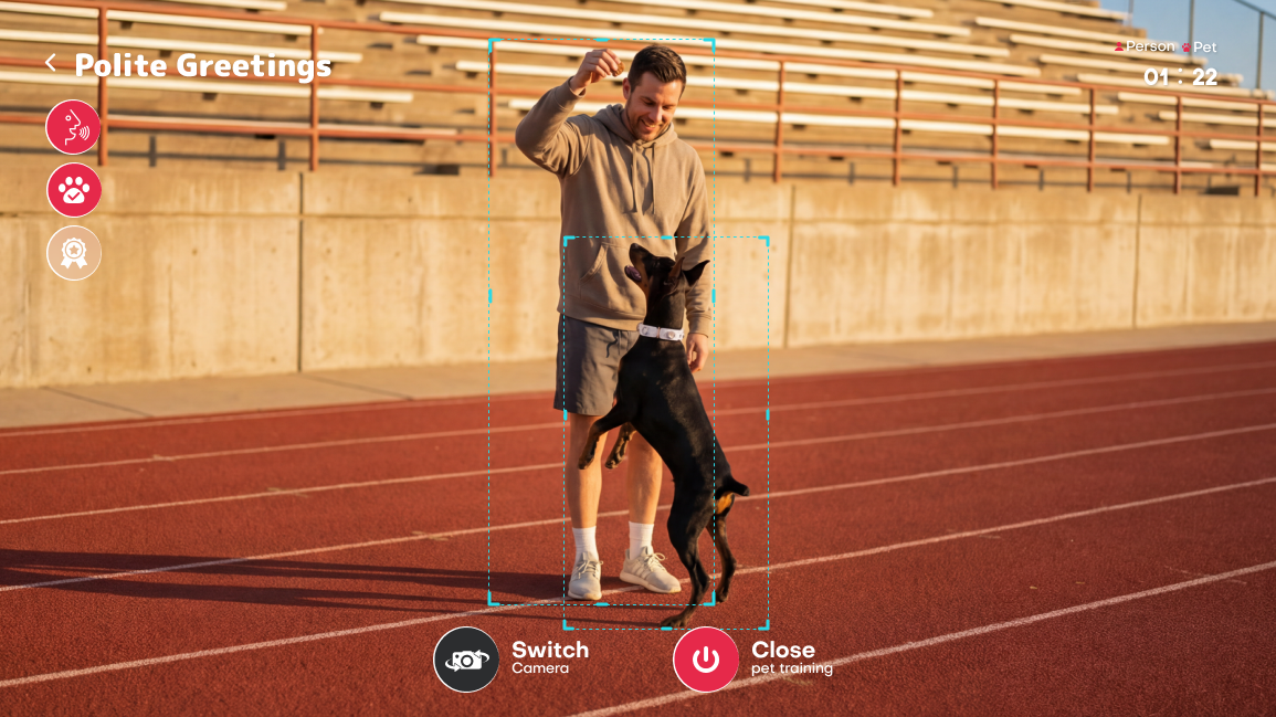 Owner training a calm dog